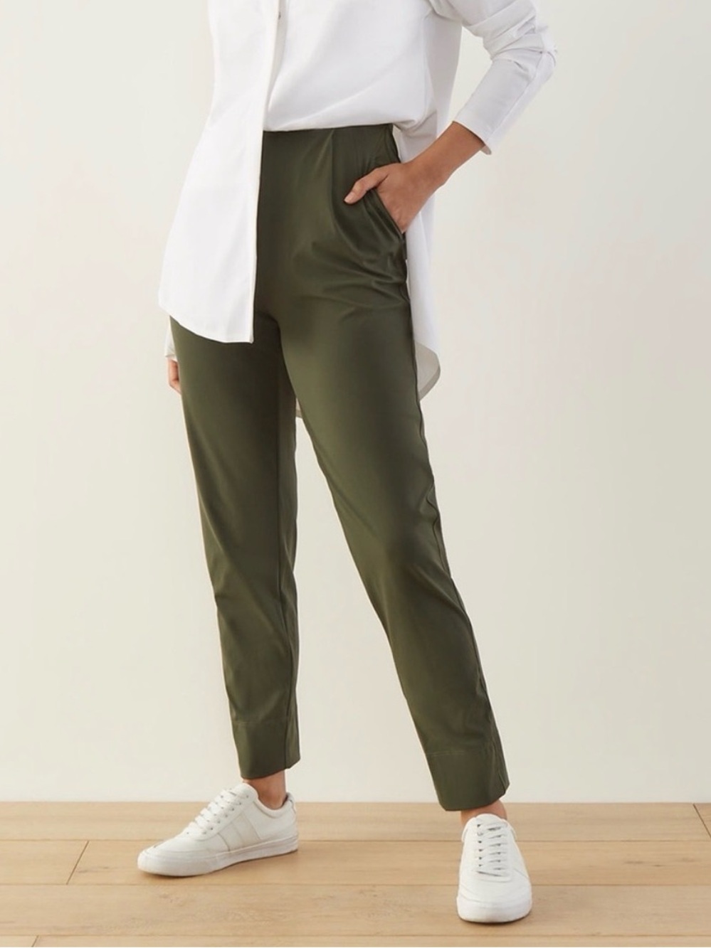 ADAY Turn It Up Pants in Moss Green Ankle High Waist Trousers Women’s Large